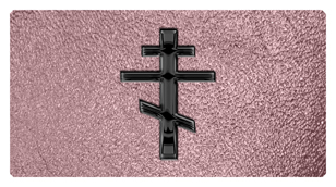 DSC700 519 BK SH OR Black Orthodox Cross Shimmer Orchid Background
